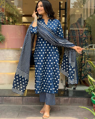 Stylish Angrakha Polka Print Dupatta Set