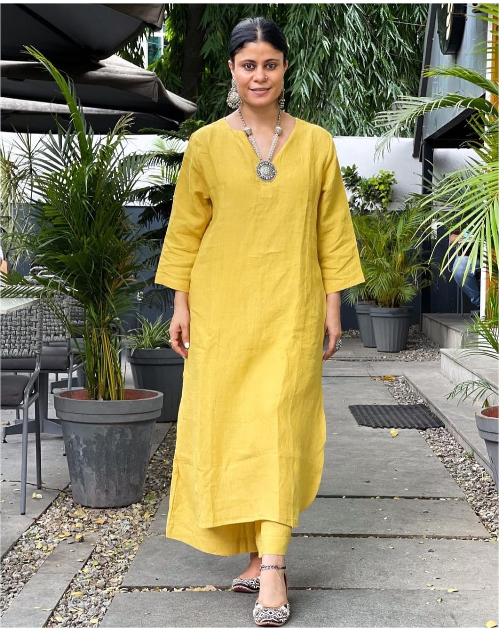 Festive Special Yellow Cotton Kurta Pant Set