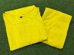 Festive Special Yellow Cotton Kurta Pant Set