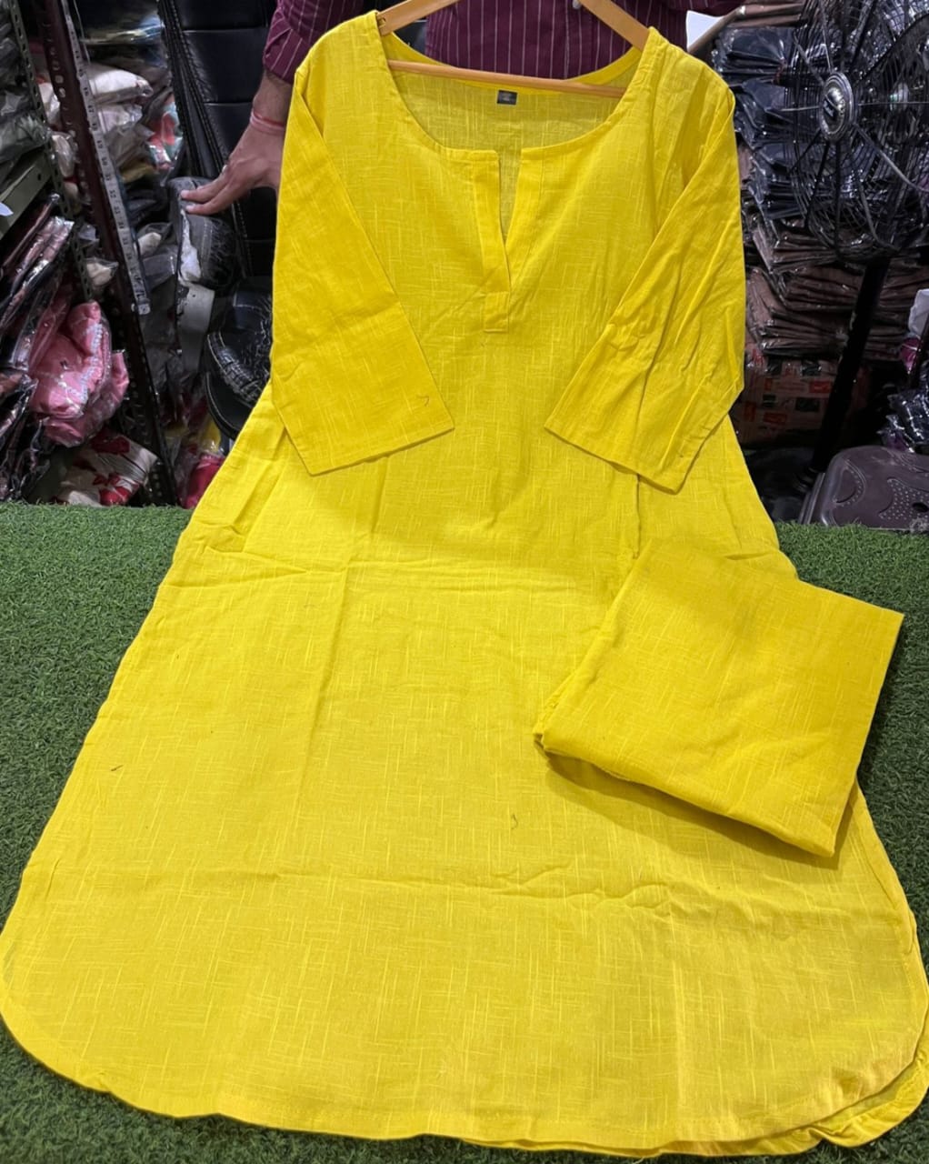 Festive Special Yellow Cotton Kurta Pant Set