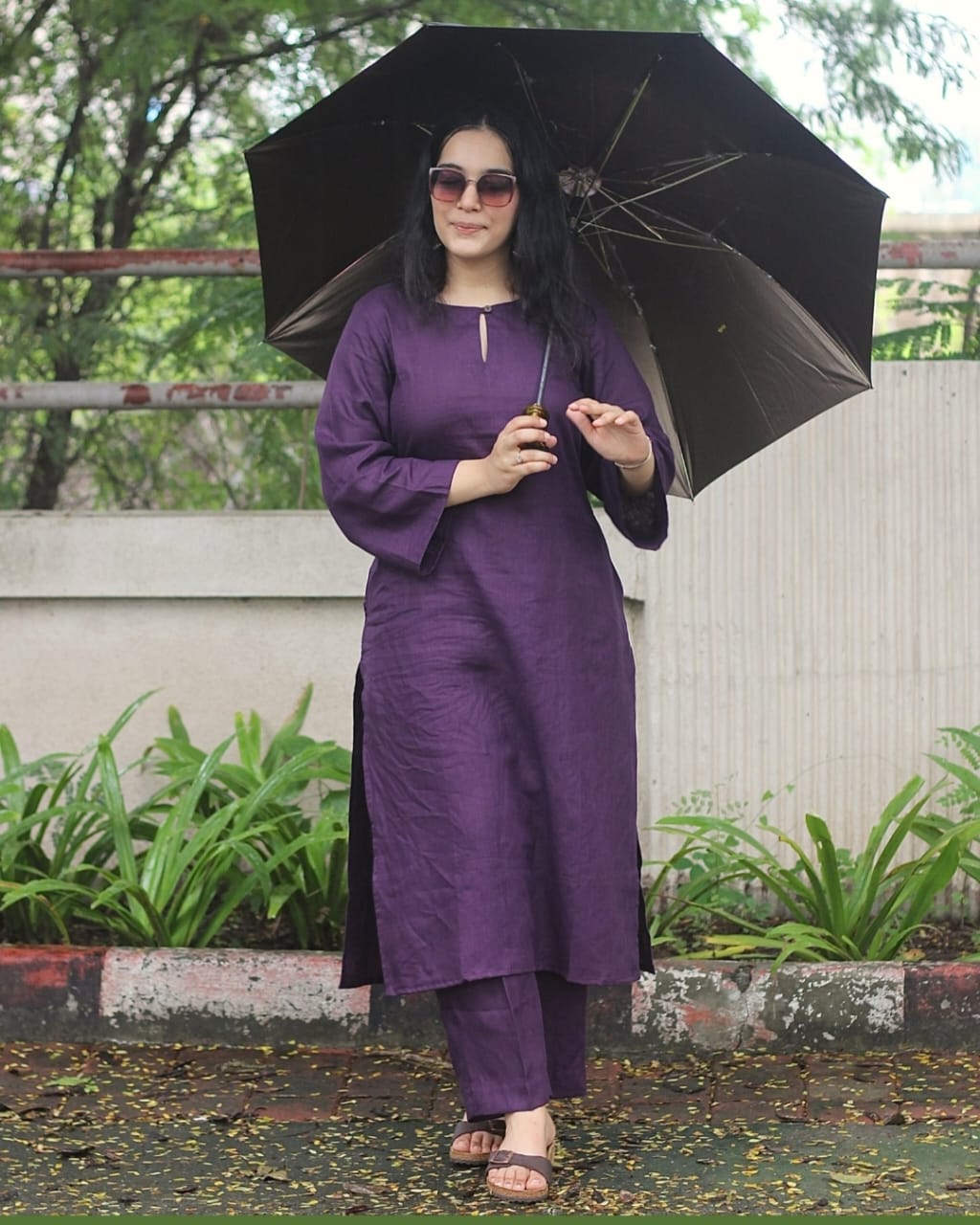 Festive Special Purple Cotton Kurta Pant Set