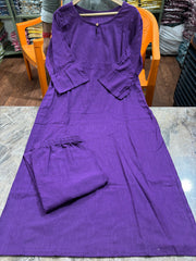 Festive Special Purple Cotton Kurta Pant Set