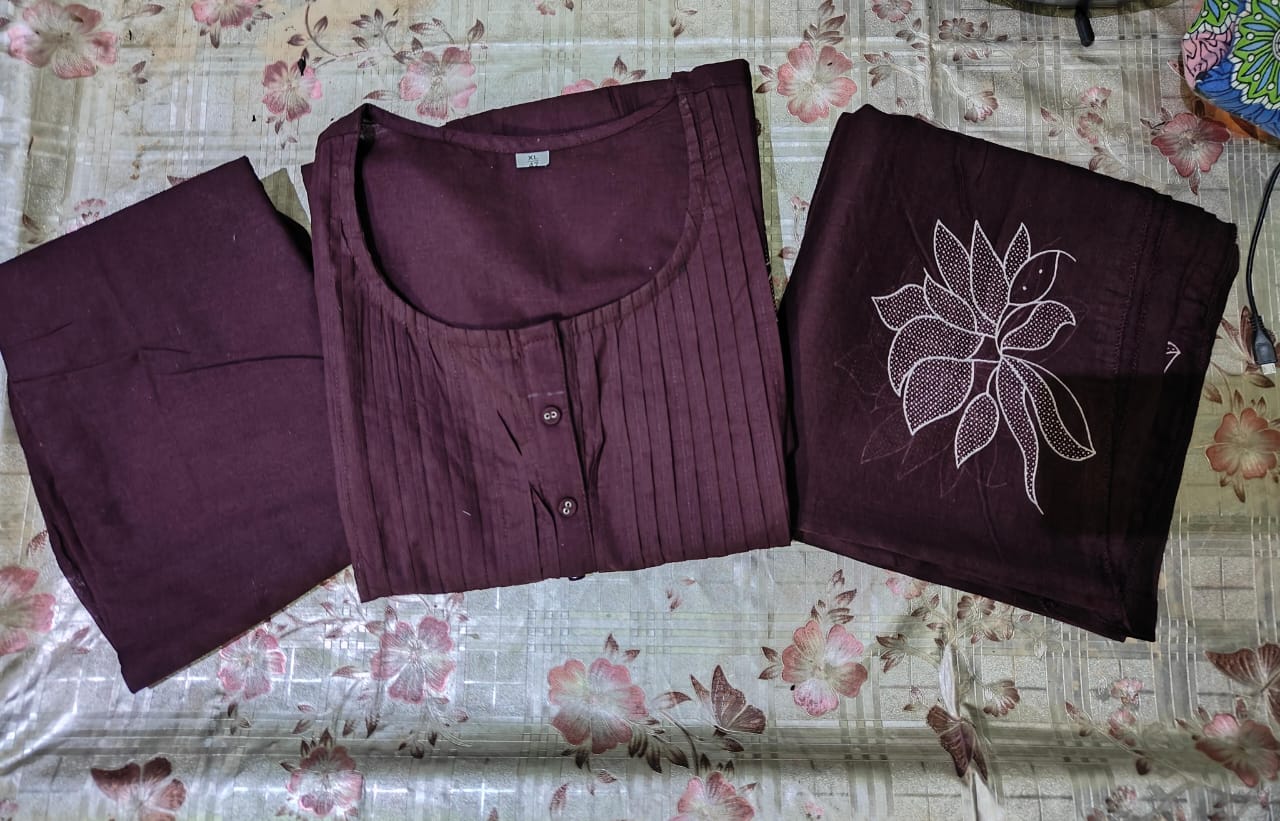 Festive Special Cotton Dark Purple Dupatta Set