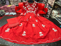 Stunning Women’s Cotton Gowns for Special Moments With Mirror Handwork