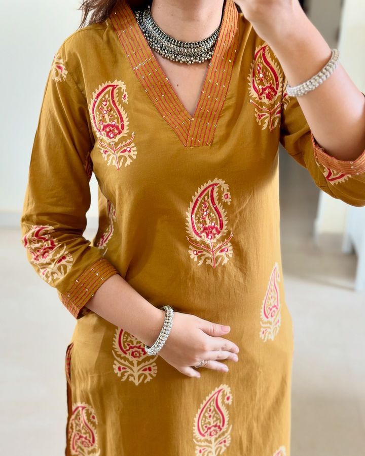 Pure Fine Cotton Fabric Kurti With Dupatta Set