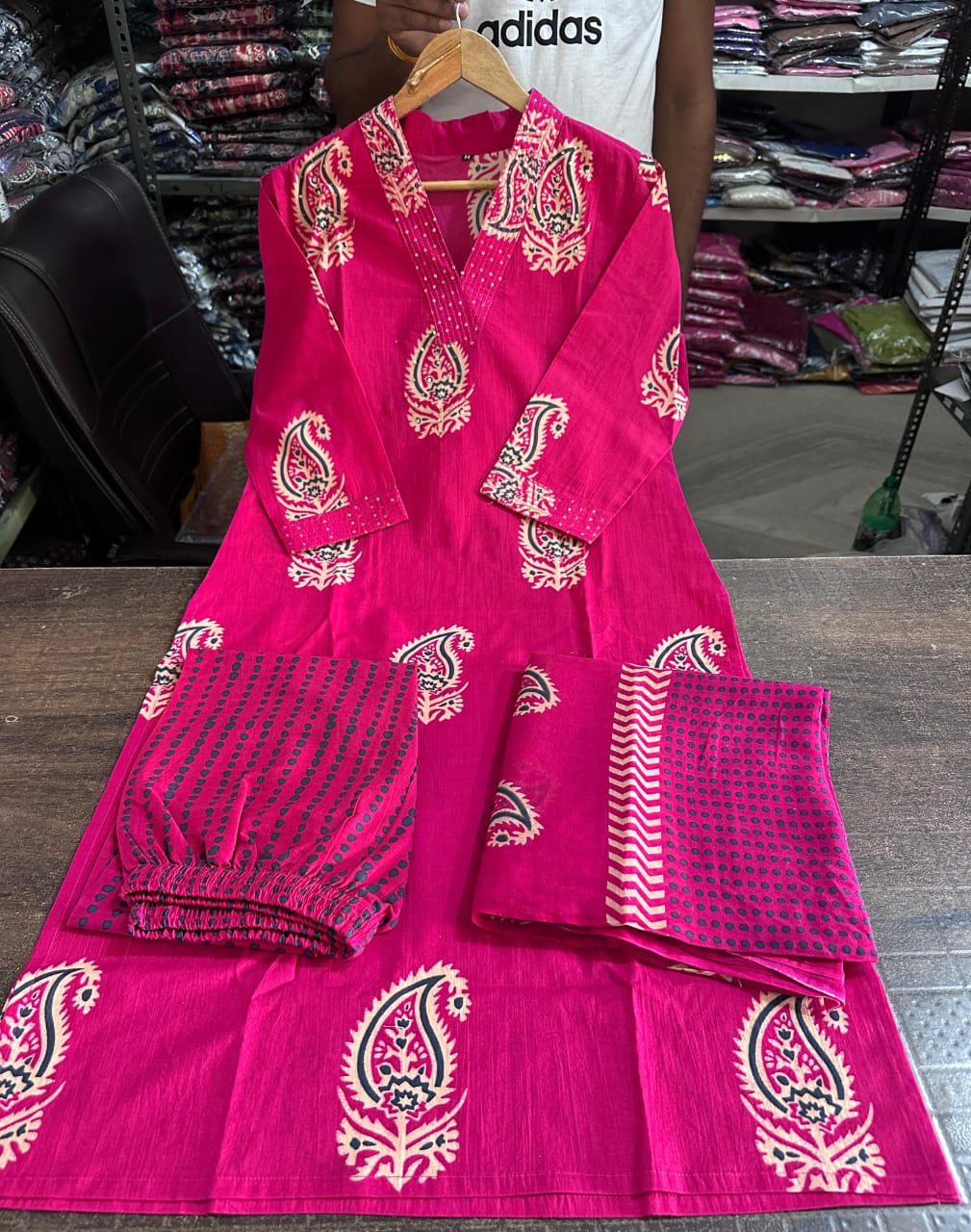 Pure Fine Cotton Fabric Kurti With Dupatta Set