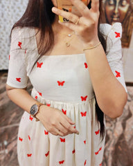 Stylish Red Butterfly Midi Dress