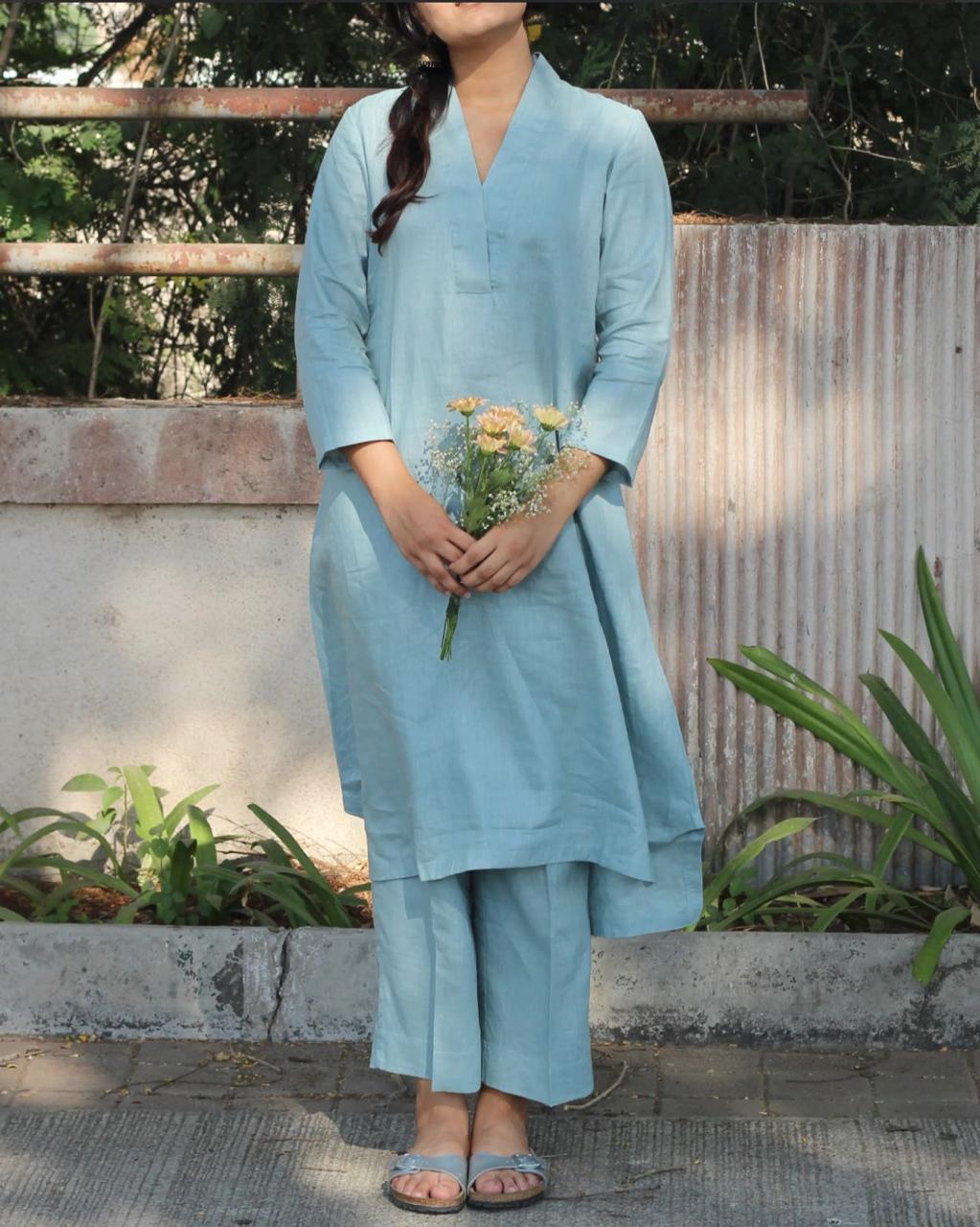 Classic Blue Everyday Cotton Kurta Set