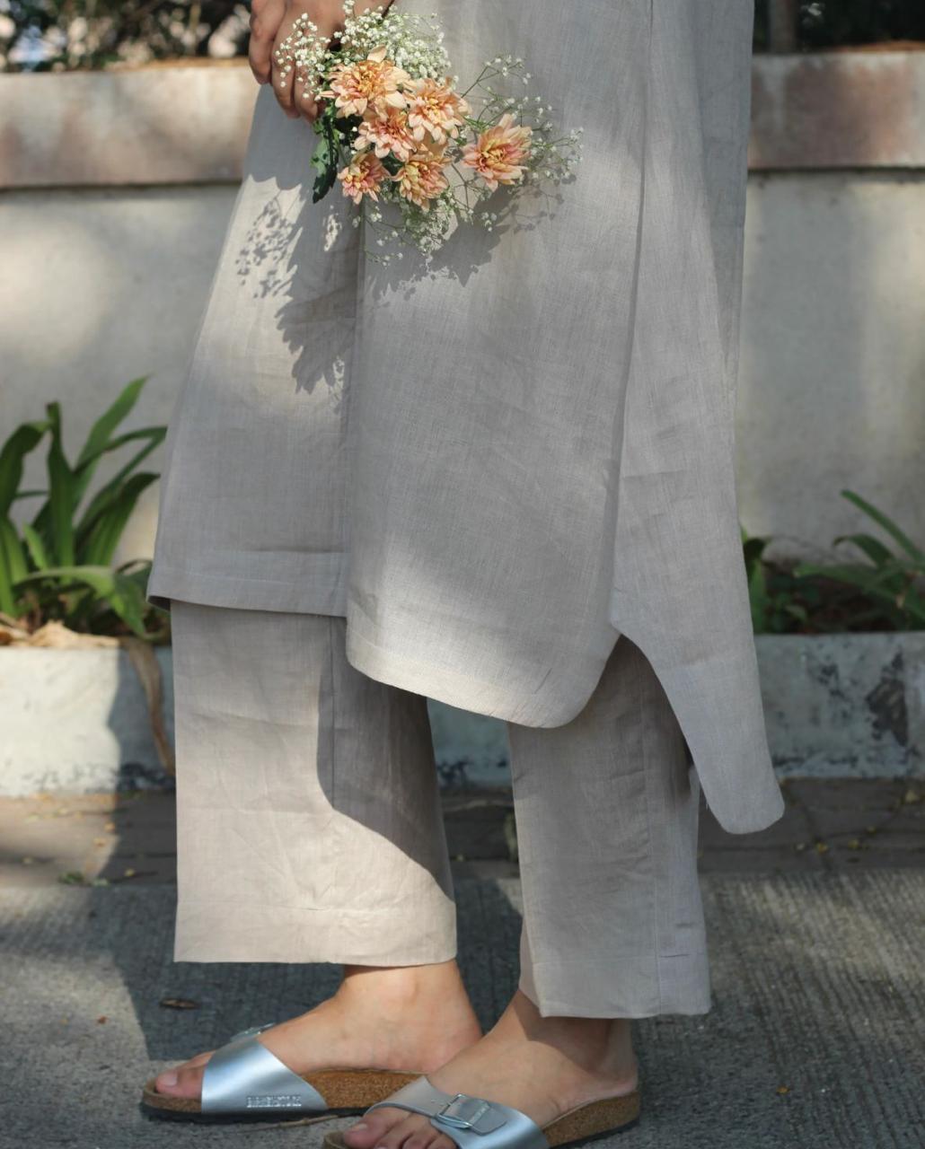 Classic Gray Everyday Cotton Kurta Set