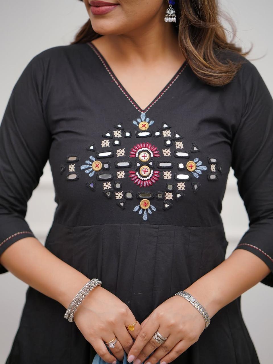 Beautiful Black Anarkali Dupatta Set