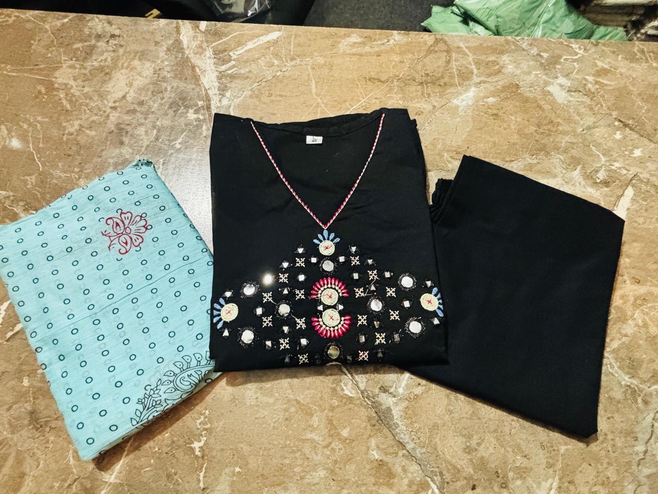 Beautiful Black Anarkali Dupatta Set