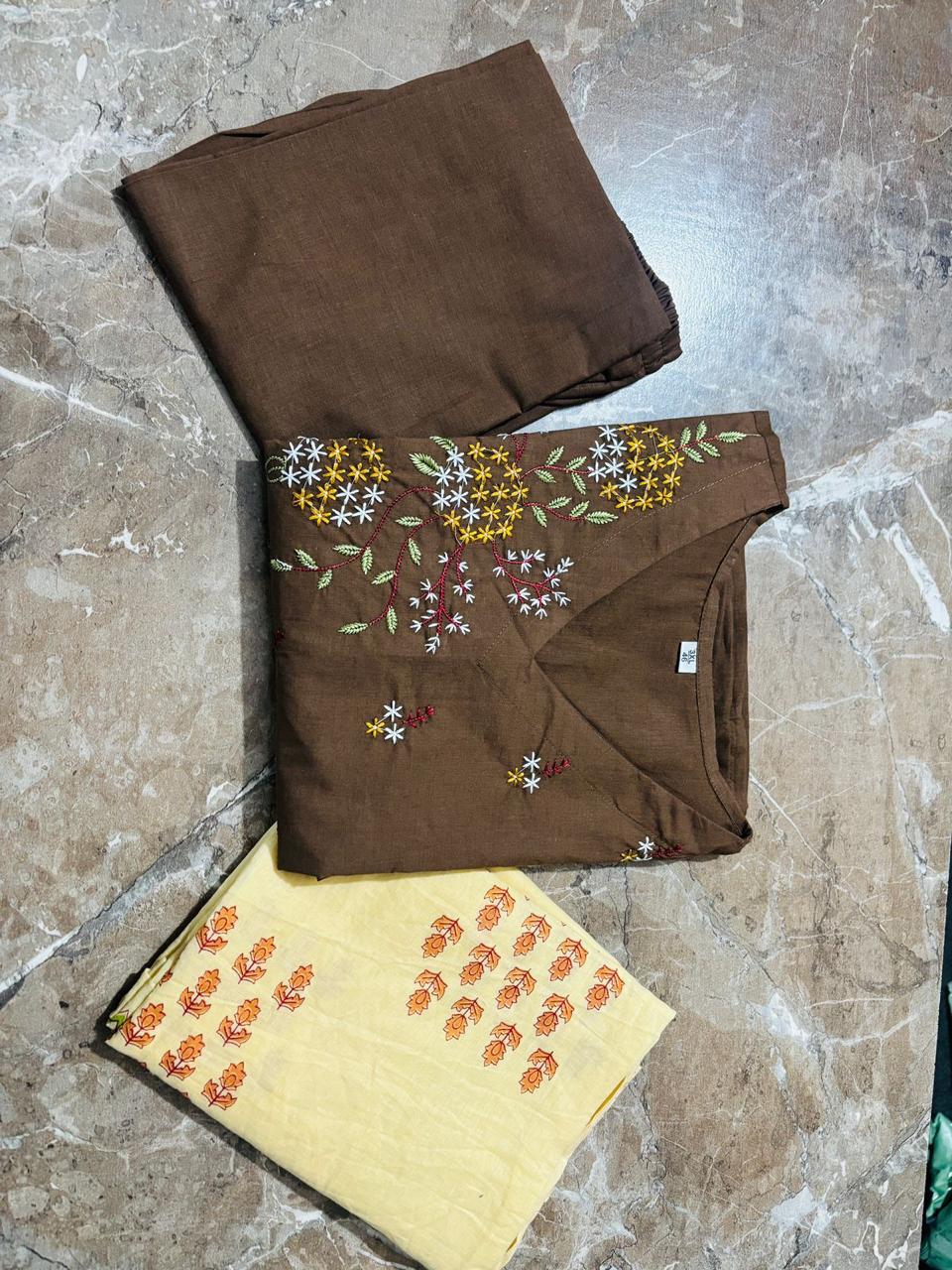 Beautiful Olive Anarkali Dupatta Set