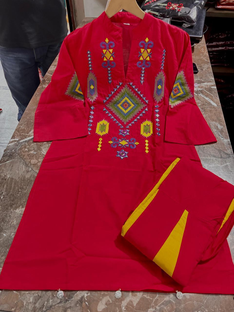 Tanvi Kurti Wine Embroidered Cord Set with Contrast Flared Palazzo - Tanvi Kurti