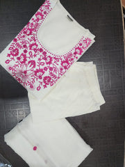 Tanvi Kurti Ivory Floral Embroidered Dupatta Set - Tanvi Kurti