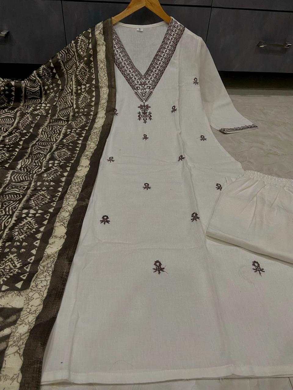 Tanvi Kurti Beige & Brown Ethnic Printed Dupatta Set - Tanvi Kurti