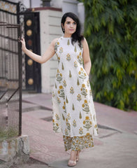 Tanvi Kurti Premium Floral Fine cotton Flex kurti Palazzo set