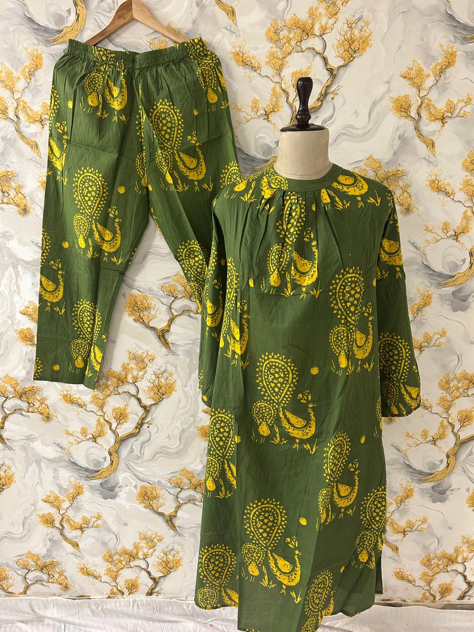 Tanvi Kurti Pure Cotton discharge print kaftan style Kurta Set - Tanvi Kurti