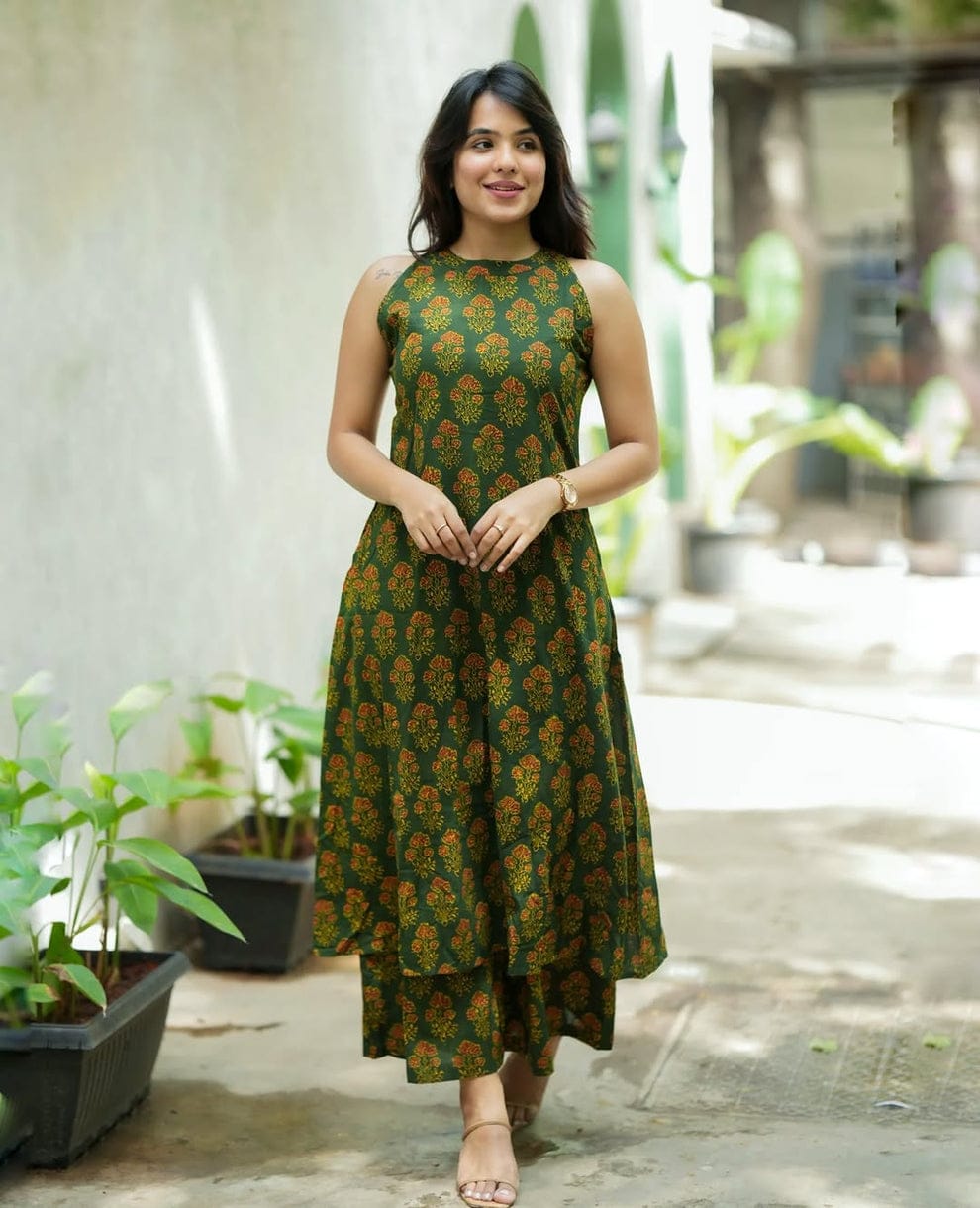Tanvi Kurti Premium Floral cambric cotton Palazzo co - ord set - Tanvi Kurti