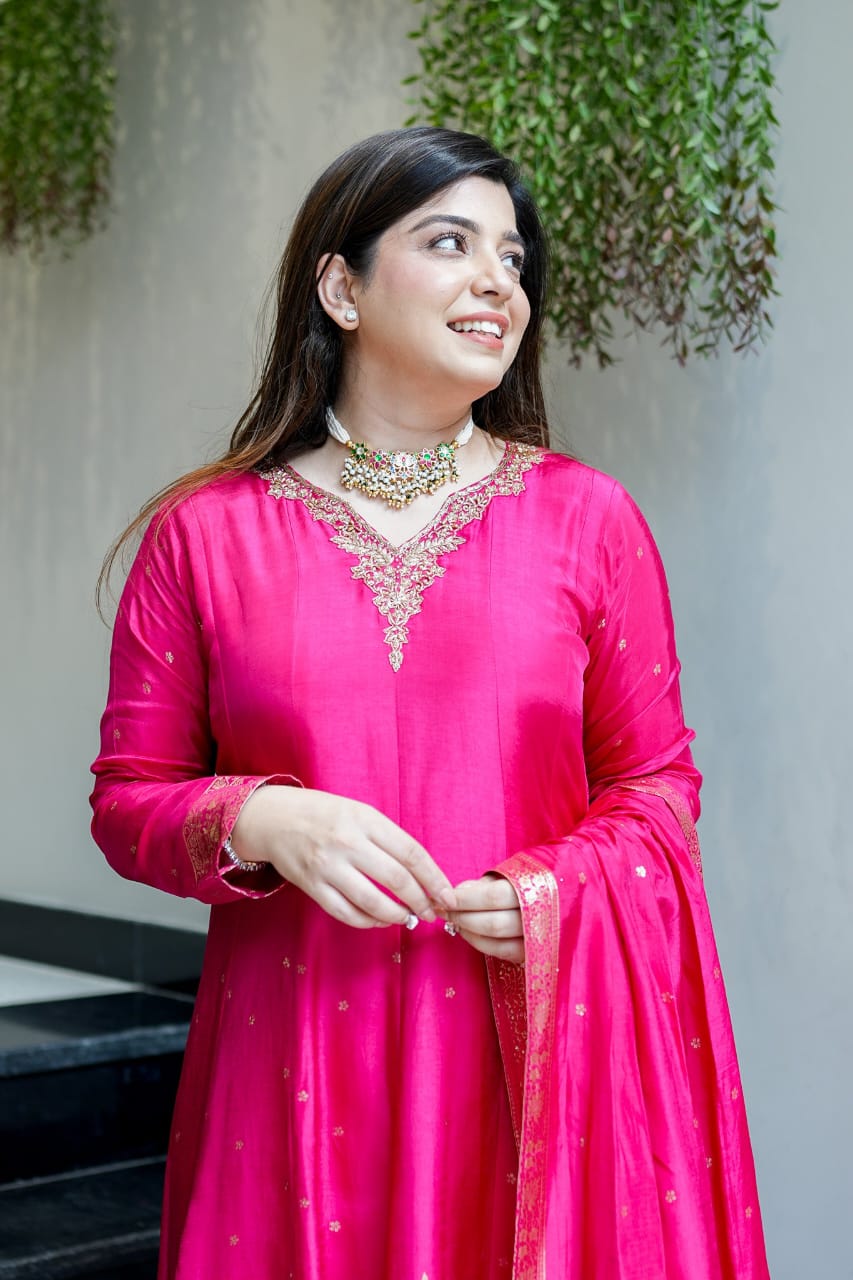 Tanvi Kurti Banarasi Chanderi Anarkali Dupatta Set - Tanvi Kurti