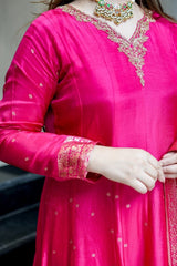 Tanvi Kurti Banarasi Chanderi Anarkali Dupatta Set - Tanvi Kurti
