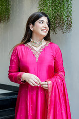 Tanvi Kurti Banarasi Chanderi Anarkali Dupatta Set - Tanvi Kurti