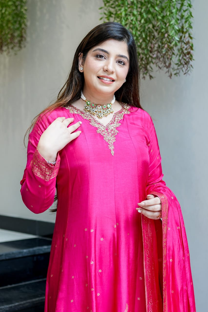 Tanvi Kurti Banarasi Chanderi Anarkali Dupatta Set - Tanvi Kurti