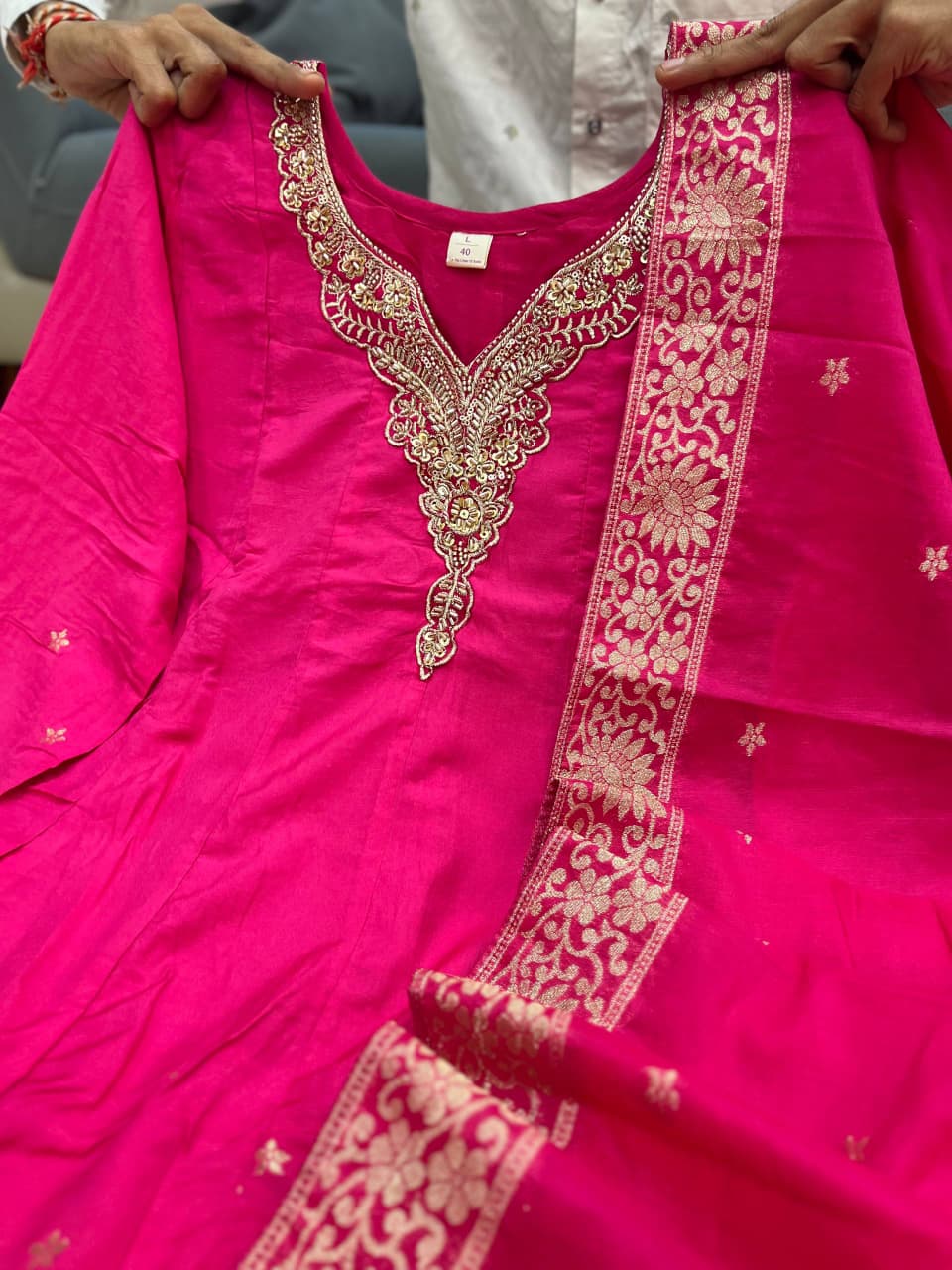 Tanvi Kurti Banarasi Chanderi Anarkali Dupatta Set - Tanvi Kurti