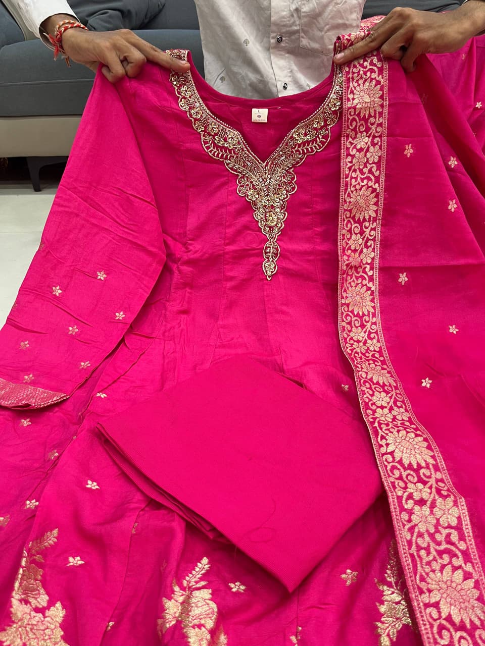 Tanvi Kurti Banarasi Chanderi Anarkali Dupatta Set - Tanvi Kurti