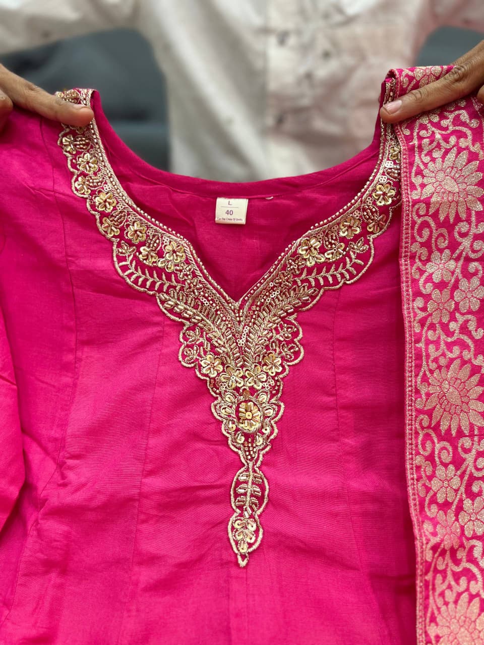 Tanvi Kurti Banarasi Chanderi Anarkali Dupatta Set - Tanvi Kurti