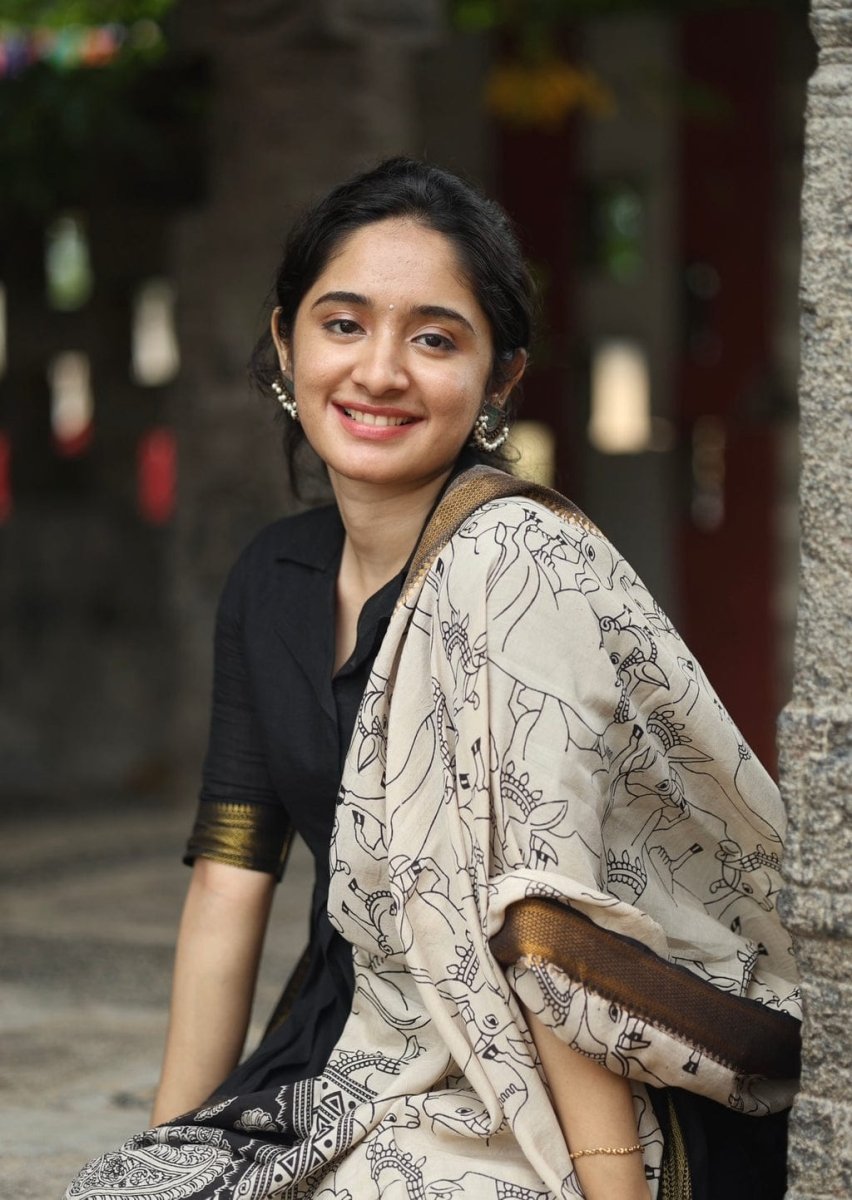 Tanvi Kurti Black Cotton Silk Saree with Kalamkari Print Pallu Dupatta Set - Tanvi Kurti