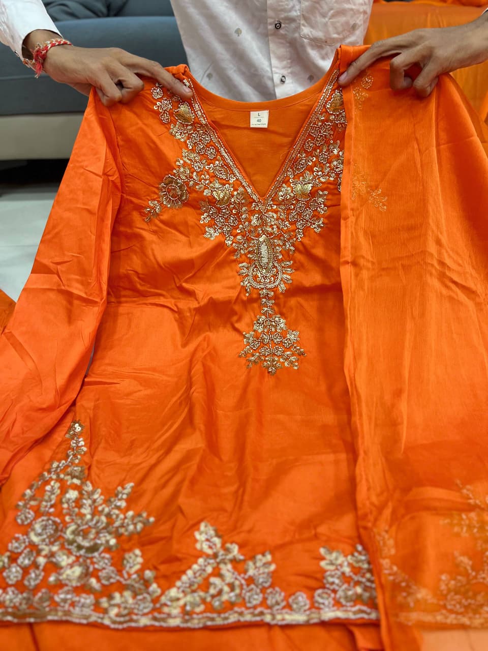 Tanvi Kurti Chanderi Top Plazzo & Dupatta Set - Tanvi Kurti