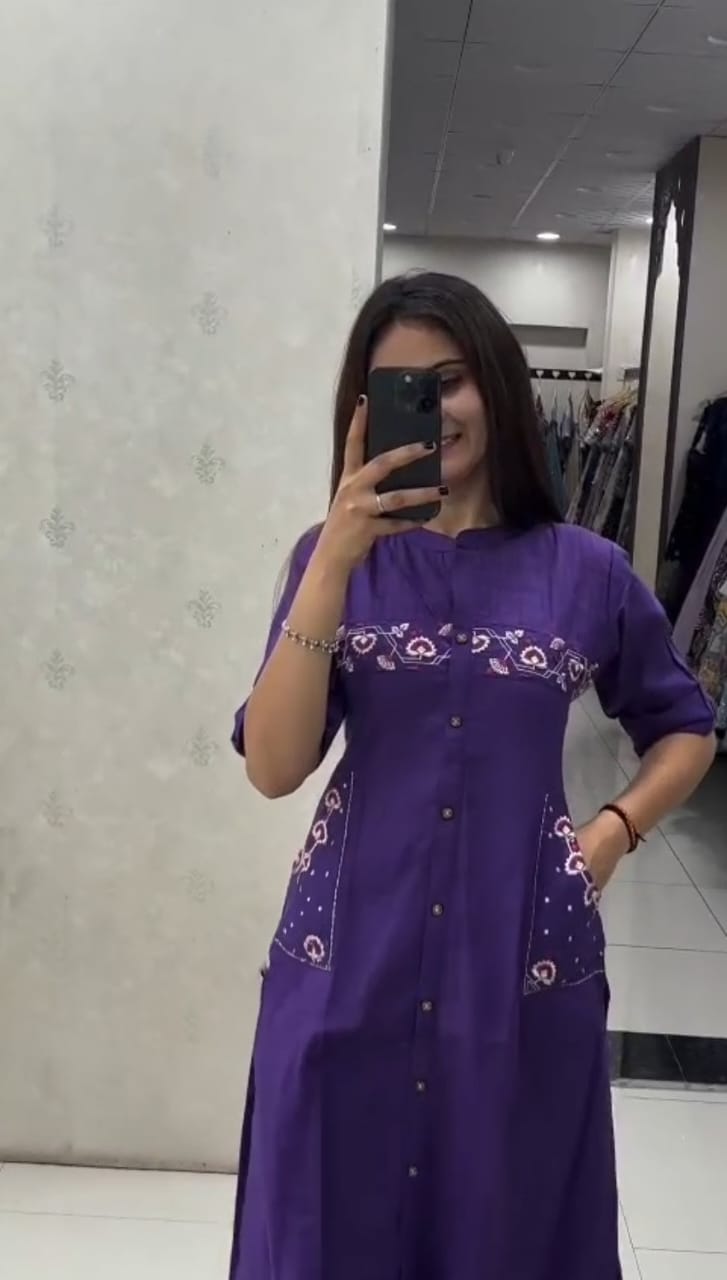 Tanvi Kurti Purple Mirror - Work Buttoned Co - ord Set - Tanvi Kurti