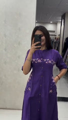 Tanvi Kurti Purple Mirror - Work Buttoned Co - ord Set - Tanvi Kurti