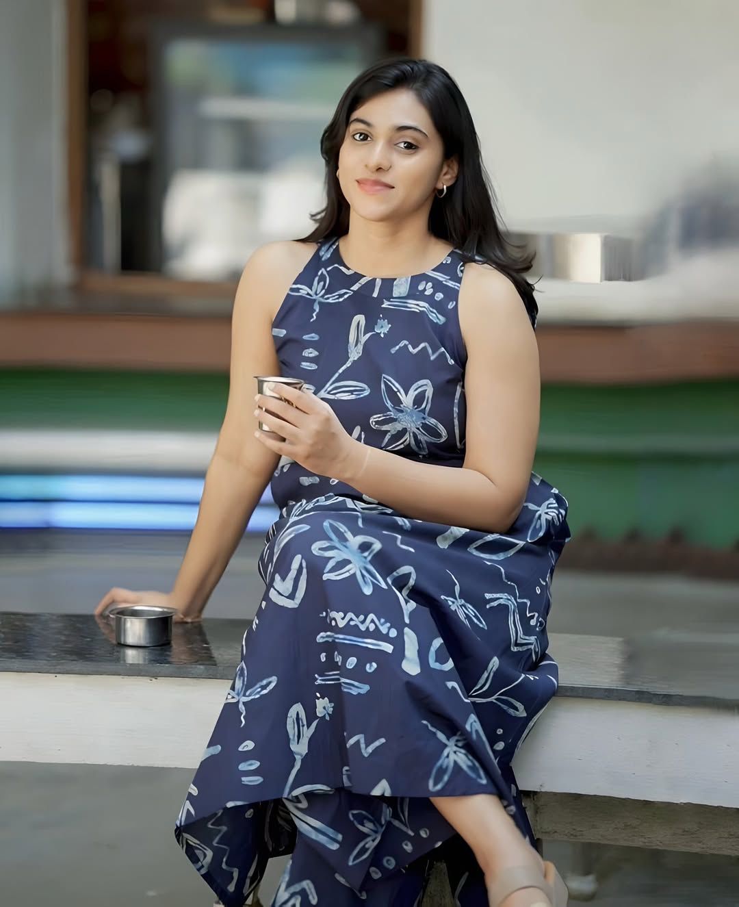 Tanvi Kurti Navy Blue Tribal Print A - Line Co - ord Set - Tanvi Kurti
