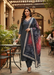 Tanvi Kurti Elegant Navy Bandhani Dupatta Set for Women - Tanvi Kurti