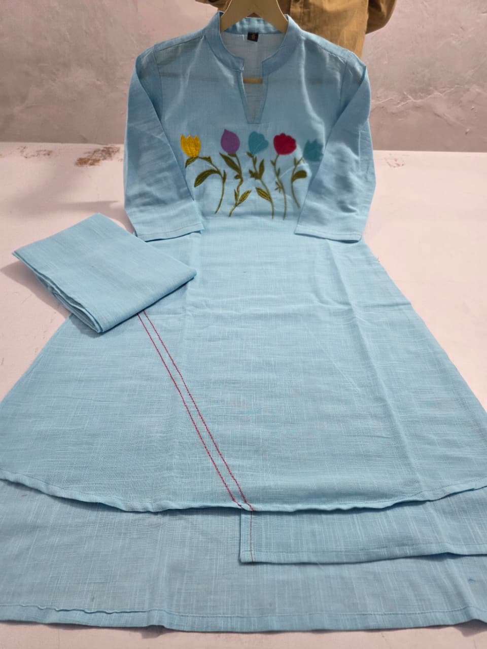 Tanvi Kurti Classic Blue Straight Kurti & Palazzo Co - ord Set - Tanvi Kurti