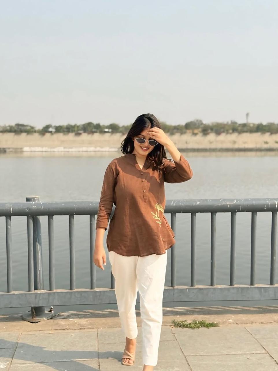Tanvi Kurti Brown Minimal Co - ord Set - Tanvi Kurti