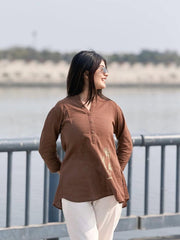 Tanvi Kurti Brown Minimal Co - ord Set - Tanvi Kurti