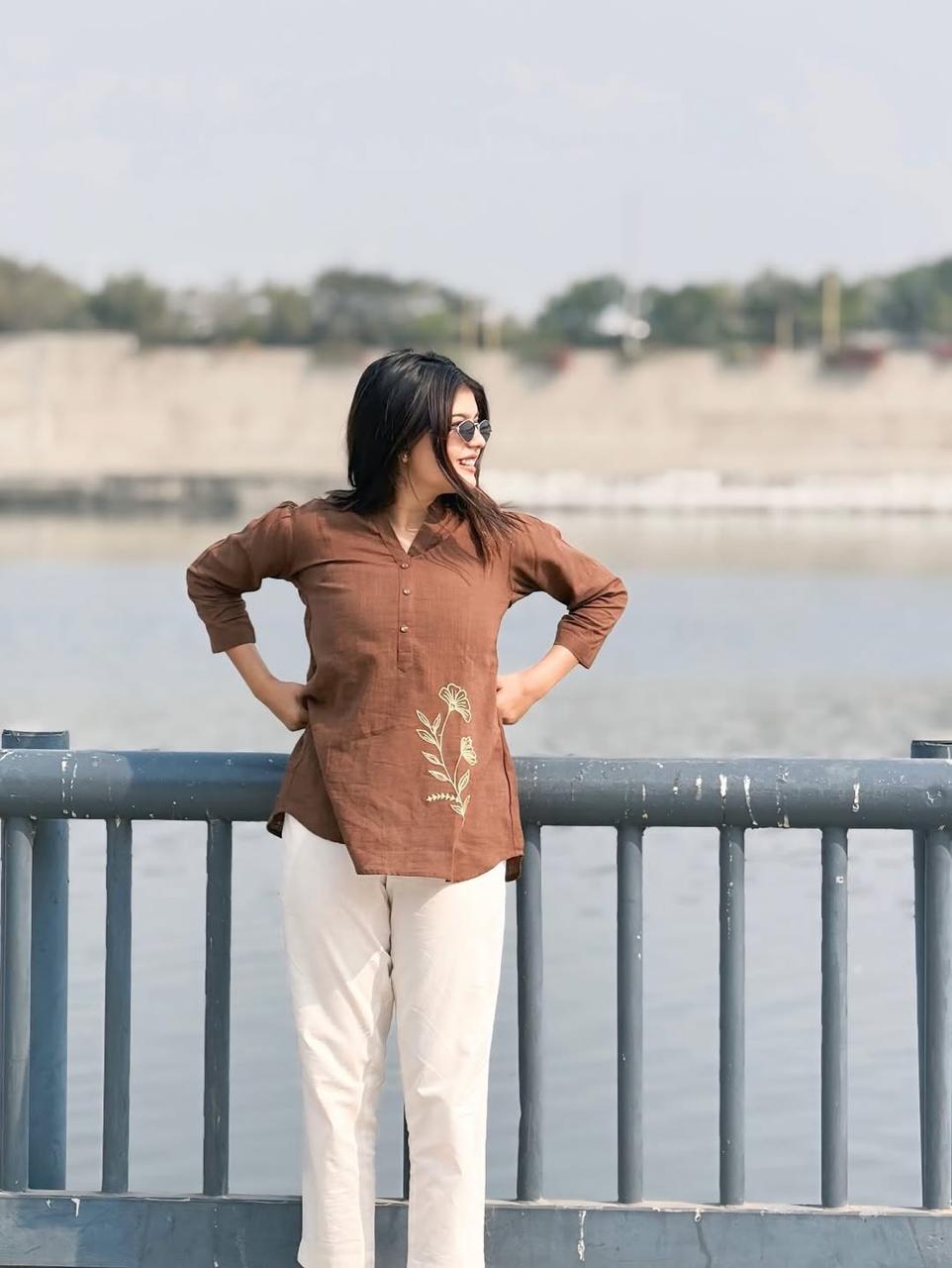 Tanvi Kurti Brown Minimal Co - ord Set - Tanvi Kurti