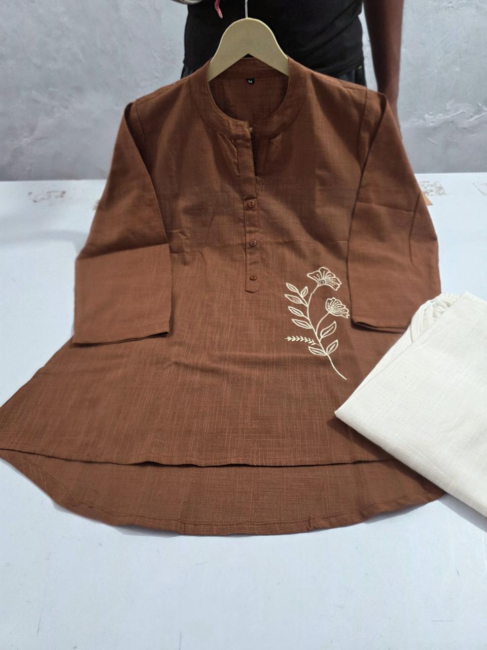 Tanvi Kurti Brown Minimal Co - ord Set - Tanvi Kurti