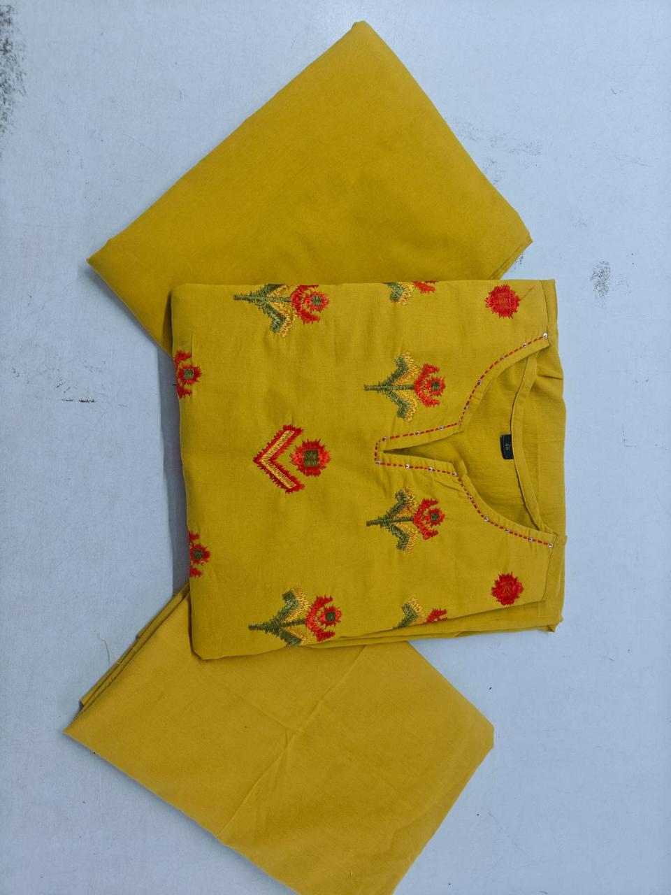 Tanvi Kurti Mustard Embroidered Dupatta Set - Tanvi Kurti