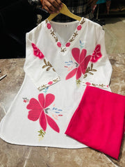 Tanvi Kurti Red Bloom Mul Cotton Co-Ord Set