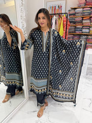Midnight Grace Printed Kurta Set
