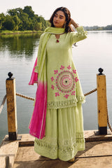 Tanvi Kurti Embroidered Shifli Cotton Kurta Pant Set with Lahariya Dupatta