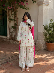 Floral Block Print Cotton Farshi Salwar Set