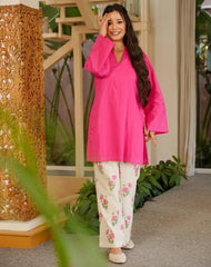 Reign Rani Pink Cotton Printed Kurta Pant Set