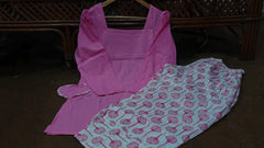 Tanvi Kurti Pink Printed Flared Kurta & Palazzo Set