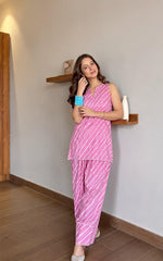 Tanvi Kurti Pink Leheriya Cotton Co-Ord Set
