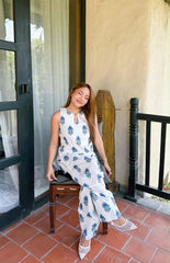 Tanvi Kurti Blue Floral Cotton Kurta Palazzo Set