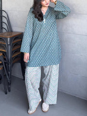 Tanvi Kurti Sage Green Printed Kurta Palazzo Set